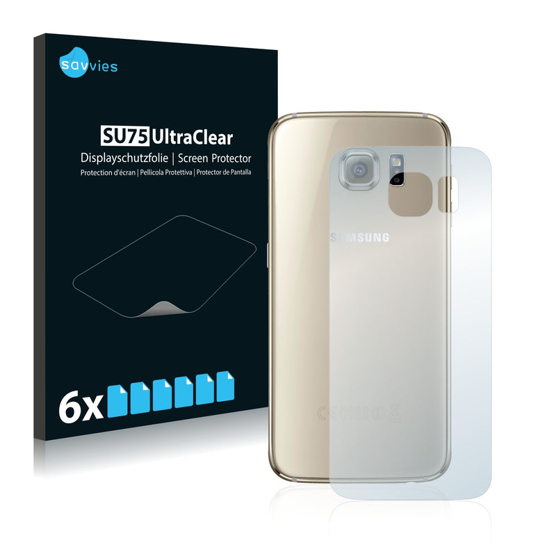 6x Savvies SU75 Screen Protector for Samsung Galaxy S6 (Back)