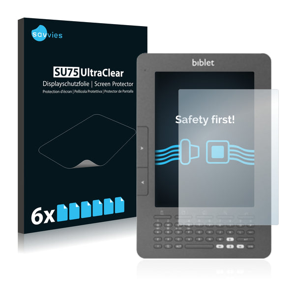 6x Savvies SU75 Screen Protector for Biblet eBook Reader
