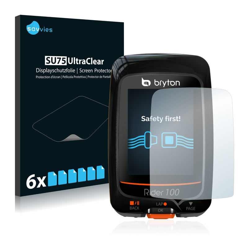 6x Savvies SU75 Screen Protector for Bryton Rider 100