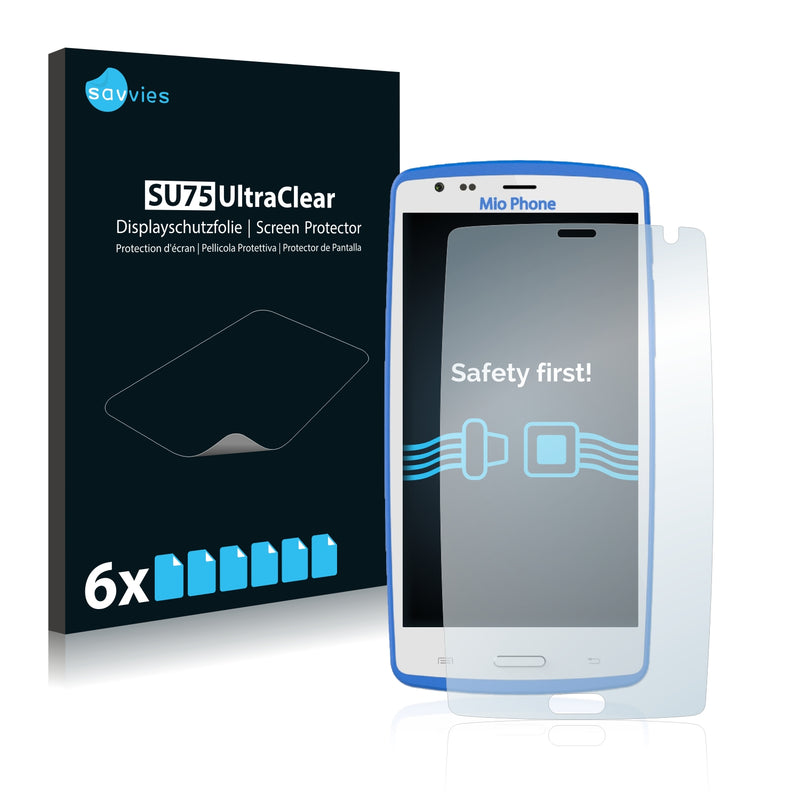 6x Savvies SU75 Screen Protector for Gruppo Lisciani Mio Phone (2016)