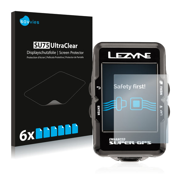6x Savvies SU75 Screen Protector for Lezyne Enhanced Super GPS