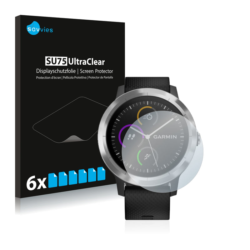 6x Savvies SU75 Screen Protector for Garmin vivoactive 3