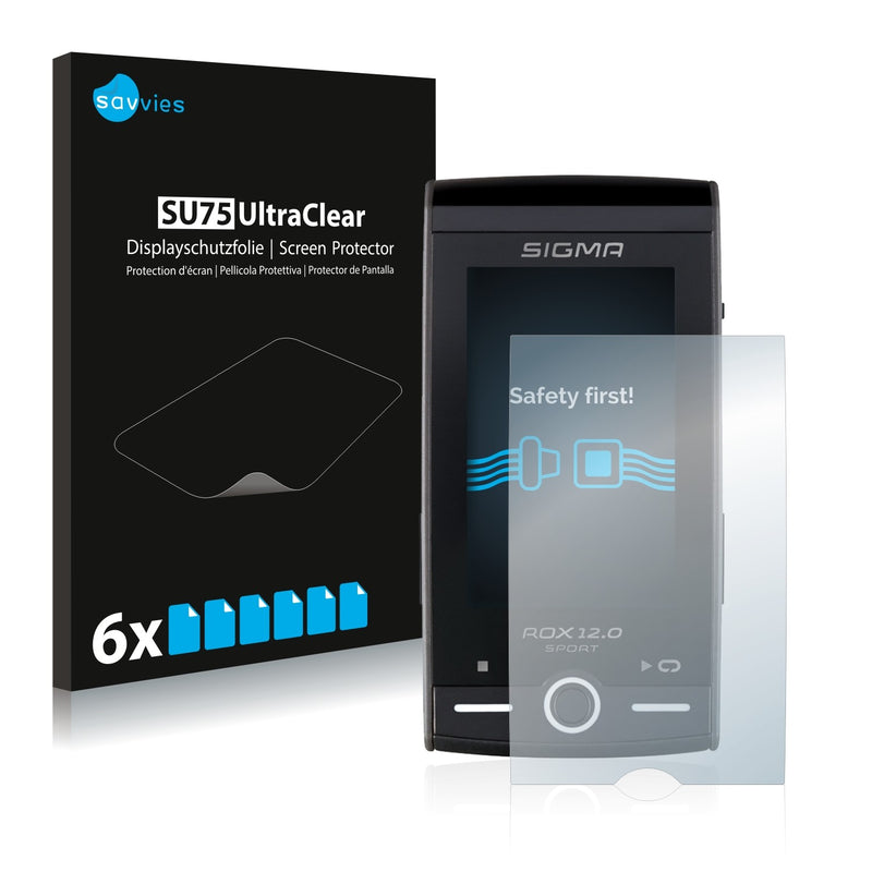 6x Savvies SU75 Screen Protector for Sigma ROX 12.0 Sport