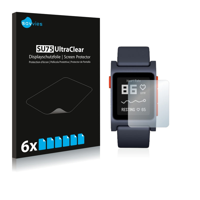 6x Savvies SU75 Screen Protector for Pebble 2 Heart Rate
