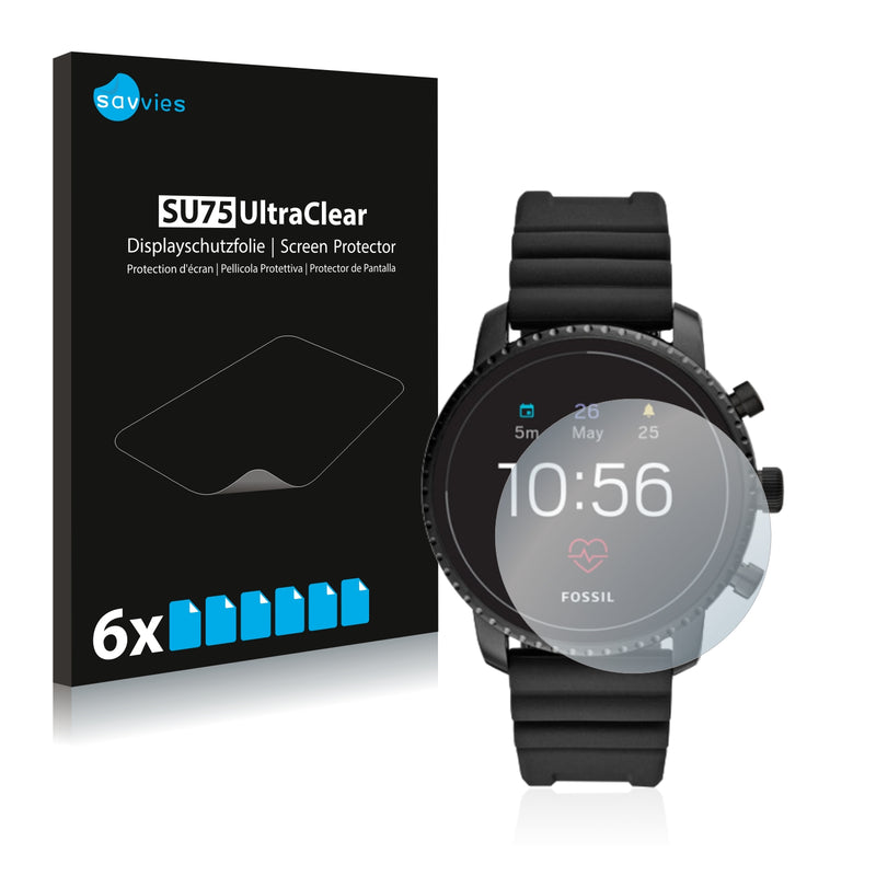 6x Savvies SU75 Screen Protector for Fossil Q Explorist HR (4.Gen)