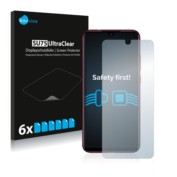 6x Savvies SU75 Screen Protector for Xiaomi Redmi Note 7 Pro