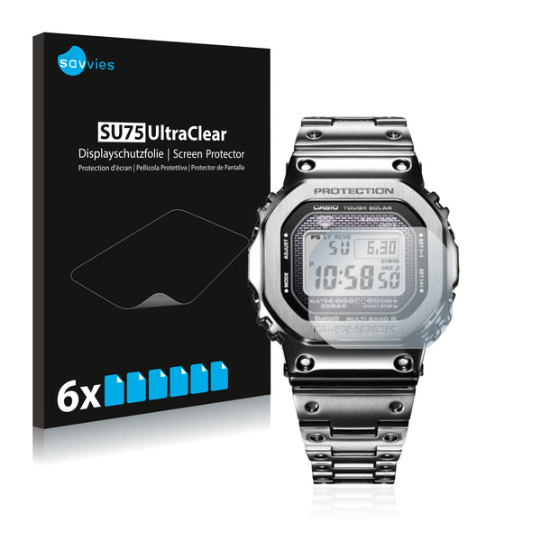 6x Savvies SU75 Screen Protector for Casio G-Shock GMW-B5000D-1ER