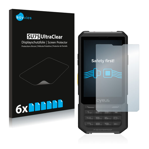 6x Savvies SU75 Screen Protector for Cyrus CM 17 Hybrid