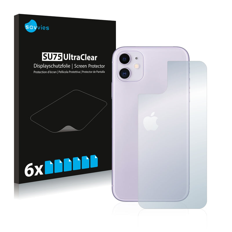 6x Savvies SU75 Screen Protector for Apple iPhone 11 (Back)