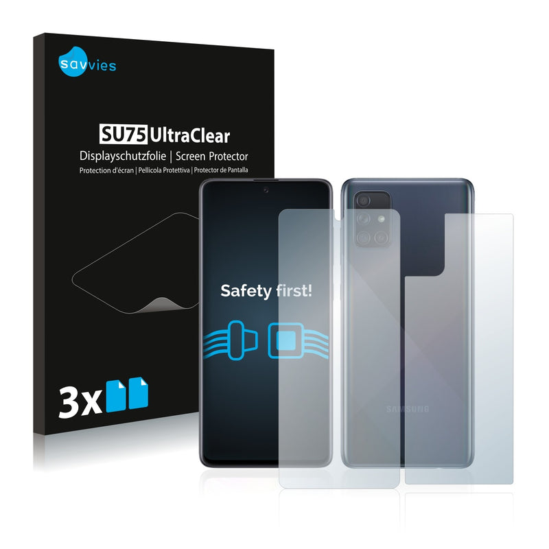 6x Savvies SU75 Screen Protector for Samsung Galaxy A71 (Front + Back)
