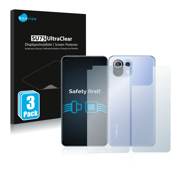 6x Savvies SU75 Screen Protector for Xiaomi 11 Lite 5G NE (Front + Back)