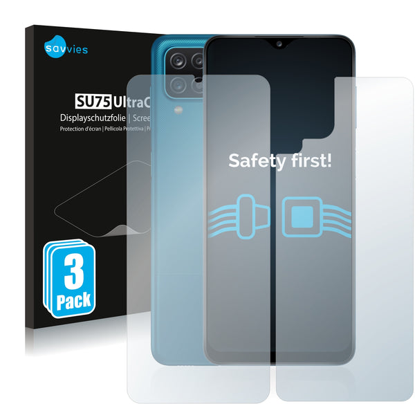 6x Savvies SU75 Screen Protector for Samsung Galaxy A12 (Front + Back)