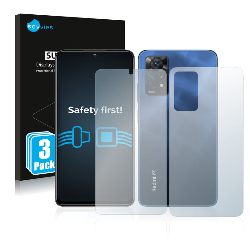 6x Savvies SU75 Screen Protector for Xiaomi Redmi Note 11 Pro 5G (Front + Back)