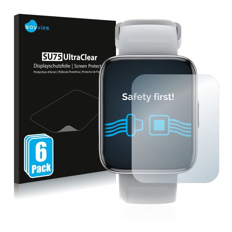 6x Savvies SU75 Screen Protector for Realme Watch 3 Pro