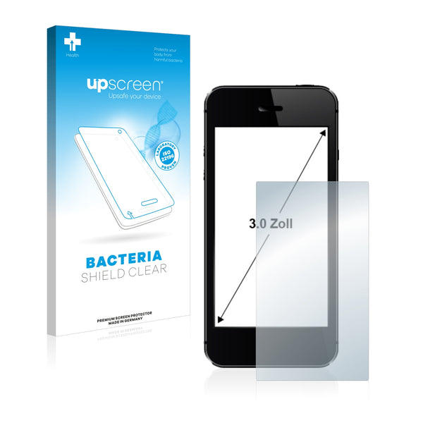 upscreen Bacteria Shield Clear Premium Antibacterial Screen Protector for Smartphones and Mobile Phones with 3 inch Displays [60 mm x 45 mm, 4:3]
