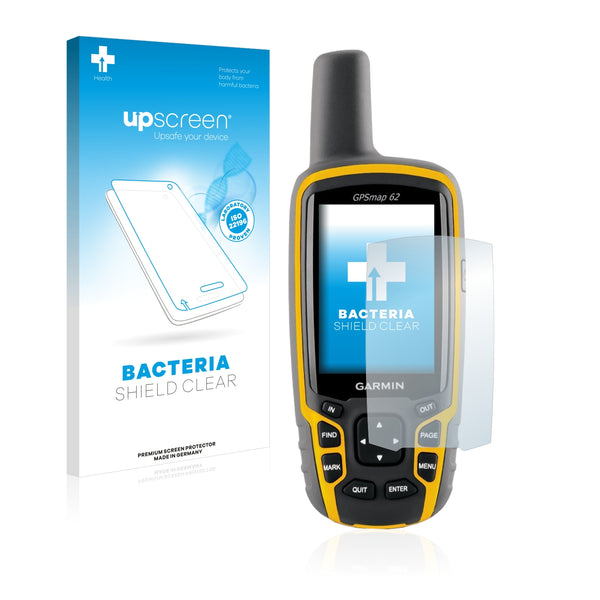 upscreen Bacteria Shield Clear Premium Antibacterial Screen Protector for Garmin GPSMAP 62