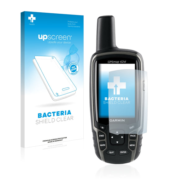 upscreen Bacteria Shield Clear Premium Antibacterial Screen Protector for Garmin GPSMAP 62st