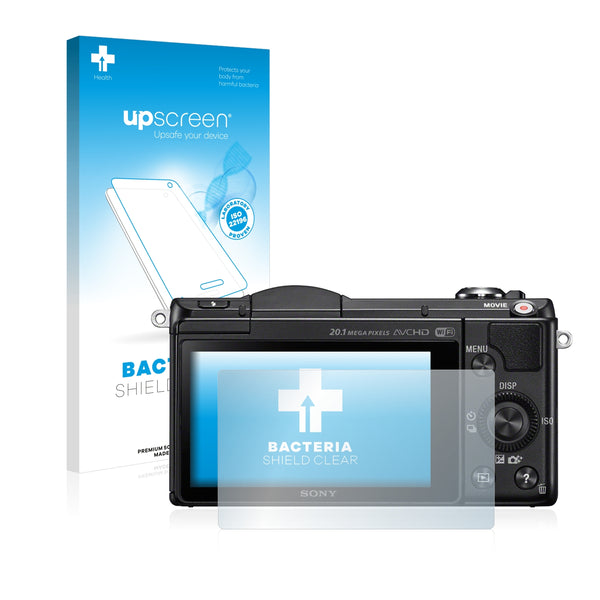 upscreen Bacteria Shield Clear Premium Antibacterial Screen Protector for Sony Alpha 5000 (DSLR-A5000)