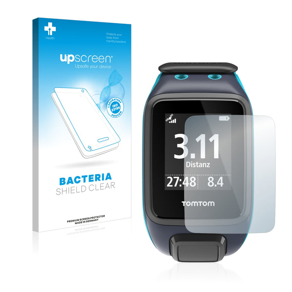upscreen Bacteria Shield Clear Premium Antibacterial Screen Protector for TomTom Runner 2