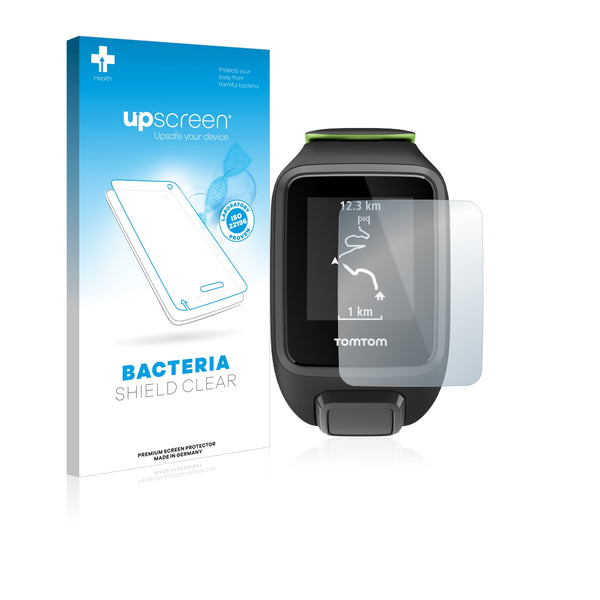upscreen Bacteria Shield Clear Premium Antibacterial Screen Protector for TomTom Runner 3