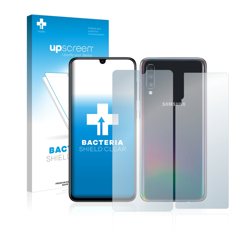 upscreen Bacteria Shield Clear Premium Antibacterial Screen Protector for Samsung Galaxy A70 (Front + Back)