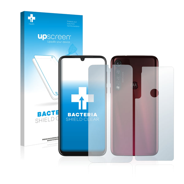 upscreen Bacteria Shield Clear Premium Antibacterial Screen Protector for Motorola Moto G8 Plus (Front + Back)