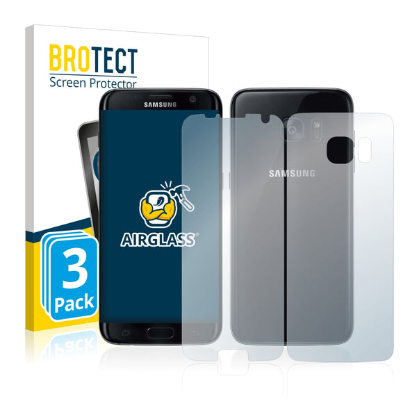 3x BROTECT AirGlass Glass Screen Protector for Samsung Galaxy S7 Edge (Front + Back)