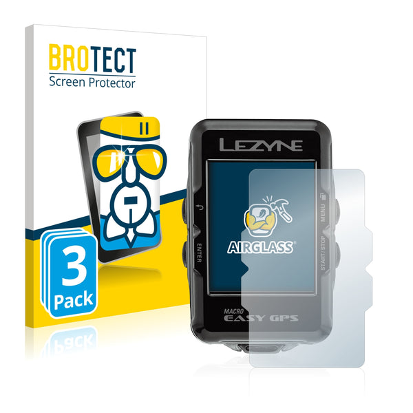 3x BROTECT AirGlass Glass Screen Protector for Lezyne Macro Easy GPS