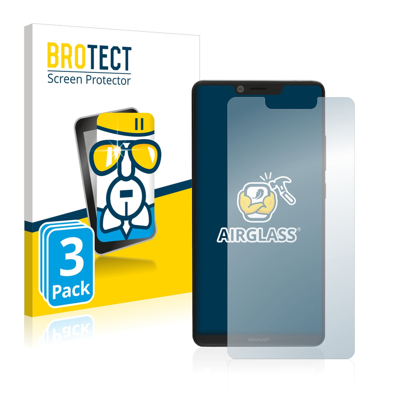 3x BROTECT AirGlass Glass Screen Protector for Sharp Aquos D10