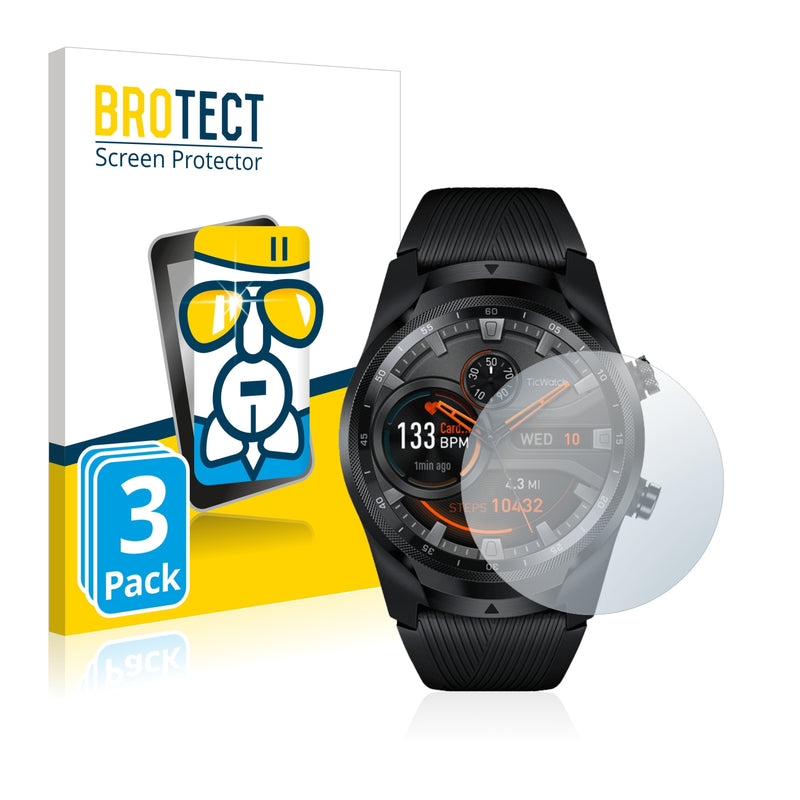 3x BROTECT AirGlass Glass Screen Protector for Mobvoi Ticwatch Pro 2019