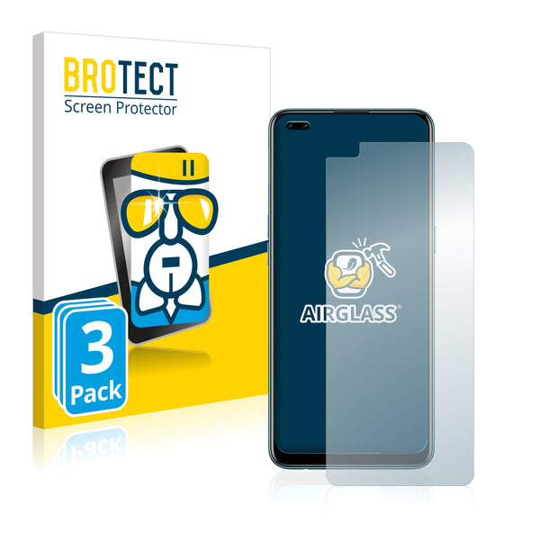 3x BROTECT AirGlass Glass Screen Protector for Oppo Reno 4 F