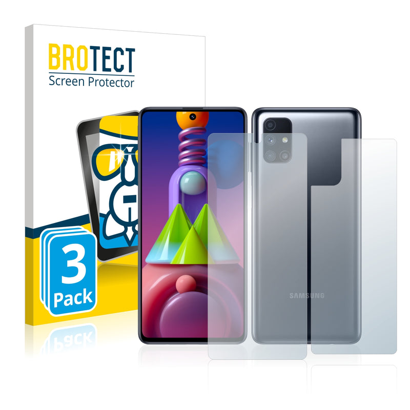 3x BROTECT AirGlass Glass Screen Protector for Samsung Galaxy M51 (Front + Back)