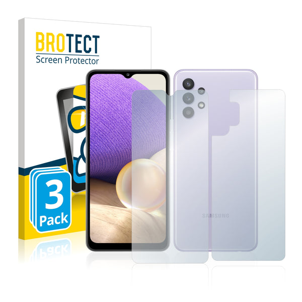 3x BROTECT AirGlass Glass Screen Protector for Samsung Galaxy A32 (Front + Back)