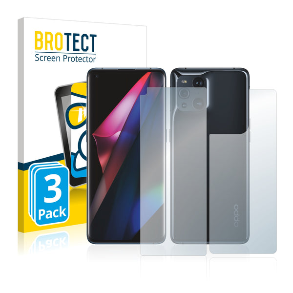 3x BROTECT AirGlass Glass Screen Protector for Oppo Find X3 Pro (Front + Back)