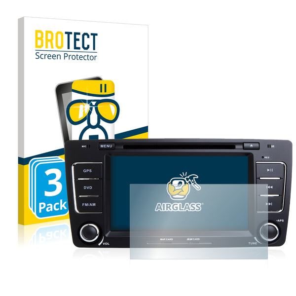 3x BROTECT AirGlass Glass Screen Protector for Skoda Octavia 2008 Infotainment System