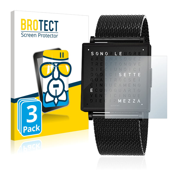 3x BROTECT AirGlass Glass Screen Protector for Qlocktwo W35