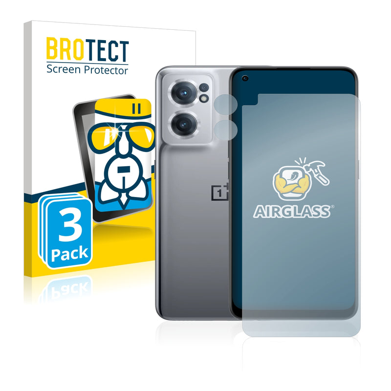 3x BROTECT AirGlass Glass Screen Protector for OnePlus Nord CE 2 5G (Front + cam)