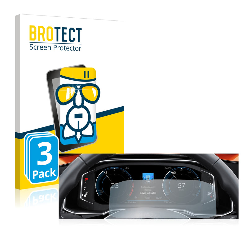 3x BROTECT AirGlass Glass Screen Protector for Volkswagen Polo 6 Digital Cockpit Pro