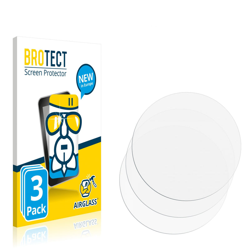 3x BROTECT AirGlass Glass Screen Protector for Circular Displays (Diameter: 56 mm)