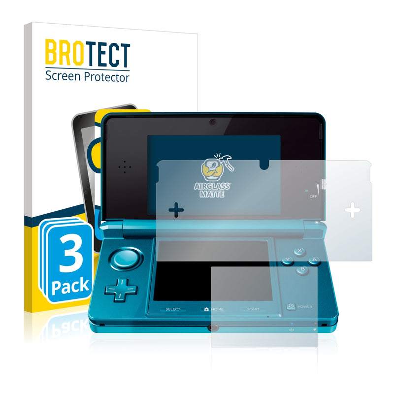 3x BROTECT AirGlass Matte Glass Screen Protector for Nintendo 3DS
