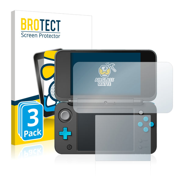3x BROTECT AirGlass Matte Glass Screen Protector for New Nintendo 2DS XL