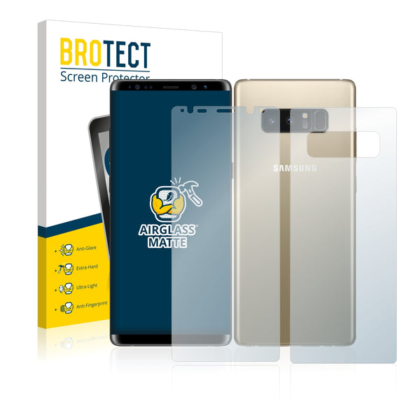 BROTECT AirGlass Matte Glass Screen Protector for Samsung Galaxy Note 8 (Front + Back)